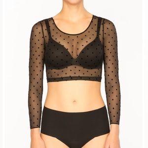 COPY - SPANX Smoothing Mesh Flocked Dot Crop Top 594